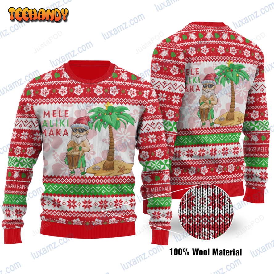 Polynesian Hawaii Santa Claus Summer Ugly Christmas Sweater, Ugly Sweater