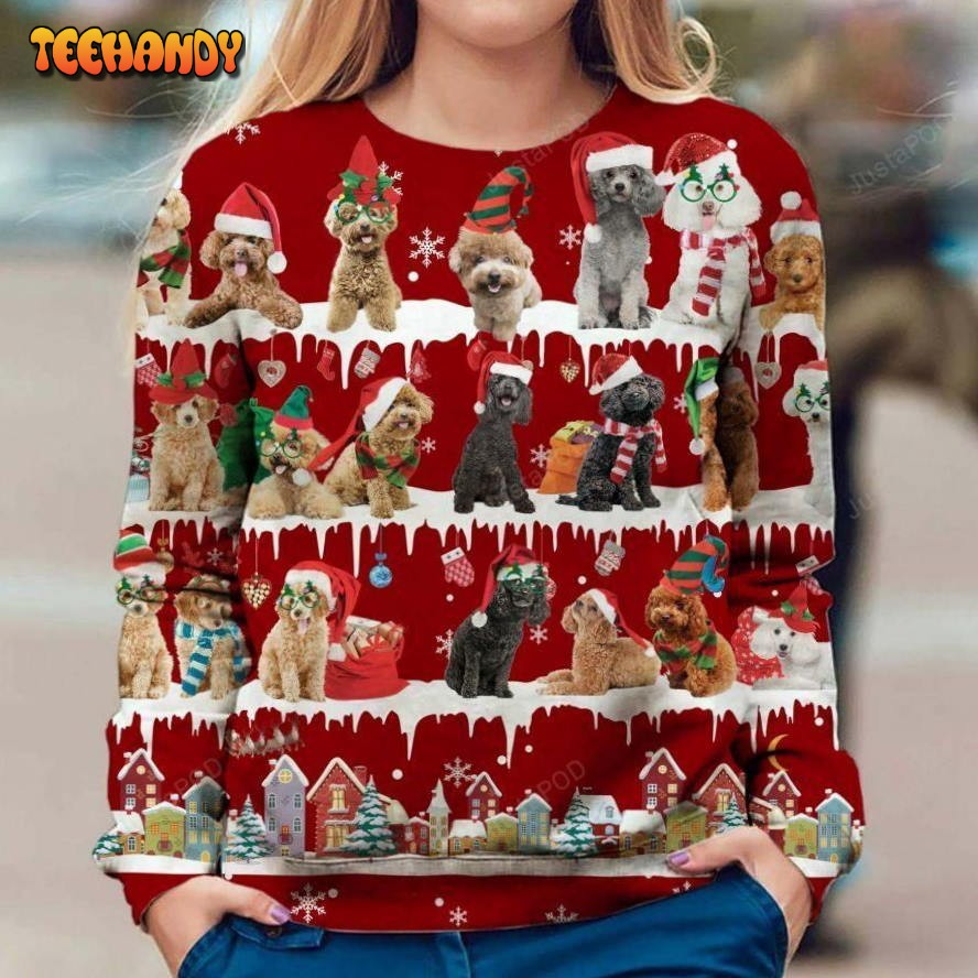 Poodle Ugly Christmas Sweater, All Over Print Sweatshirt, Ugly Sweater