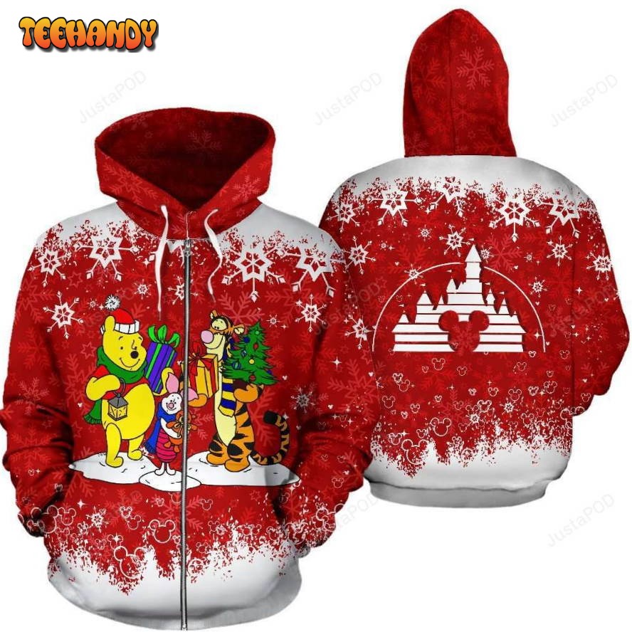 POOH – Christmas 3D All Over Printed Hoodie, Zip- Up Hoodie, Ugly Sweater