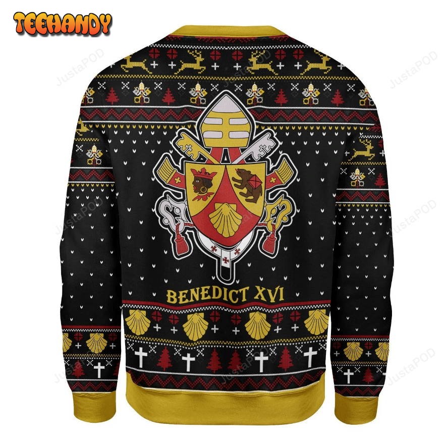 Pope Benedict XVI Coat Of Arms Ugly Christmas Sweater, Ugly Sweater