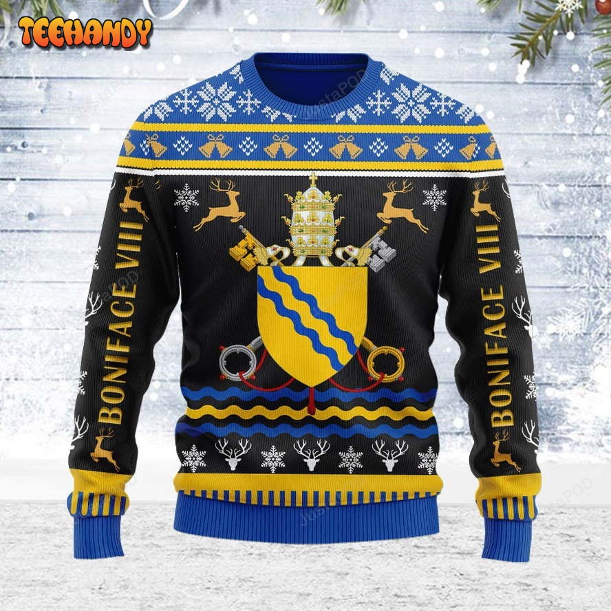 Pope Boniface VIII Coat of Arms Ugly Christmas Sweater, Ugly Sweater