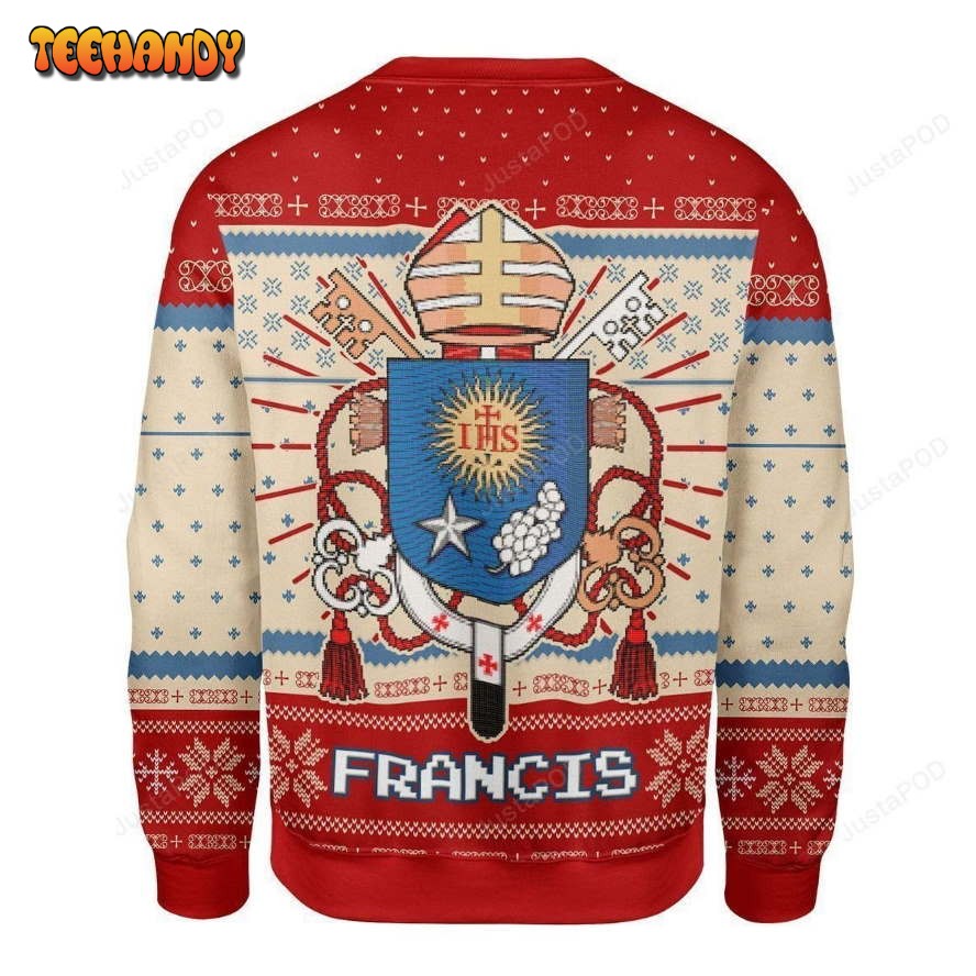 Pope Francis Coat Of Arms Ugly Christmas Sweater, All Over Print Sweatshirt