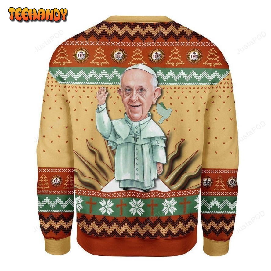 Pope Francis Ugly Christmas Sweater, All Over Print Sweatshirt, Ugly Sweater