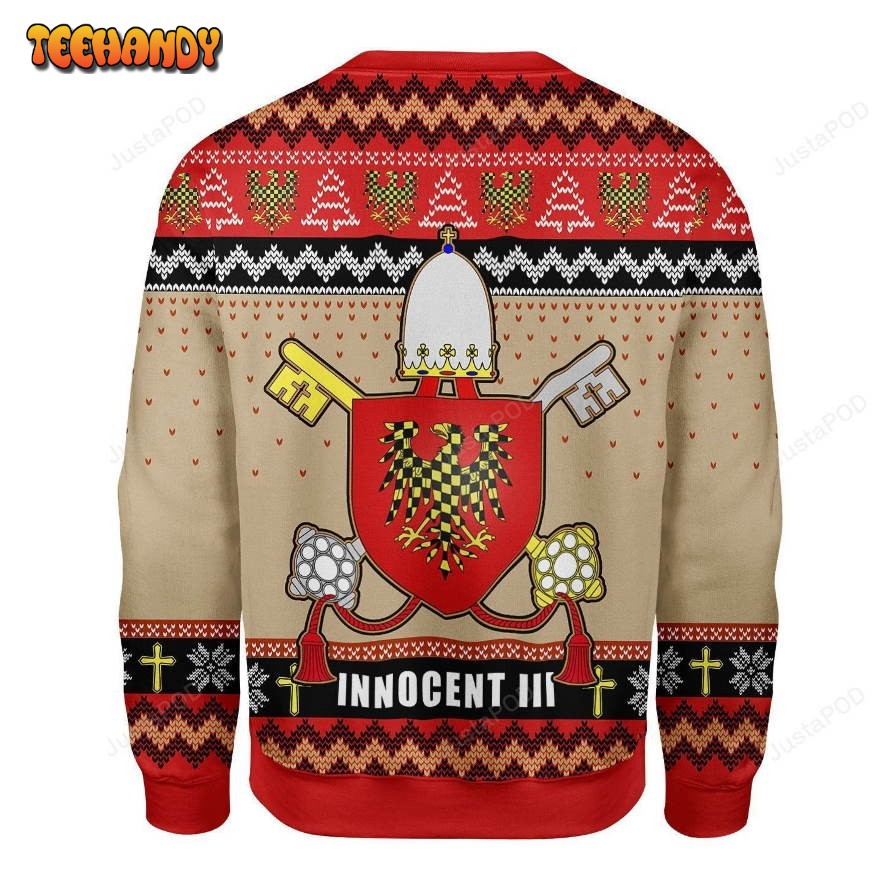 Pope Innocent III Coat of Arms Ugly Christmas Sweater, All Over Print Sweatshirt