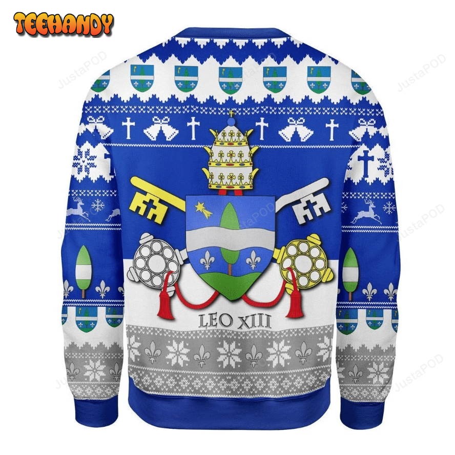 Pope Leo XIII Coat Of Arms Ugly Christmas Sweater, All Over Print Sweatshirt