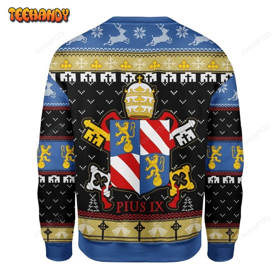 Pope Pius IX Coat Of Arms Ugly Christmas Sweater, All Over Print Sweatshirt