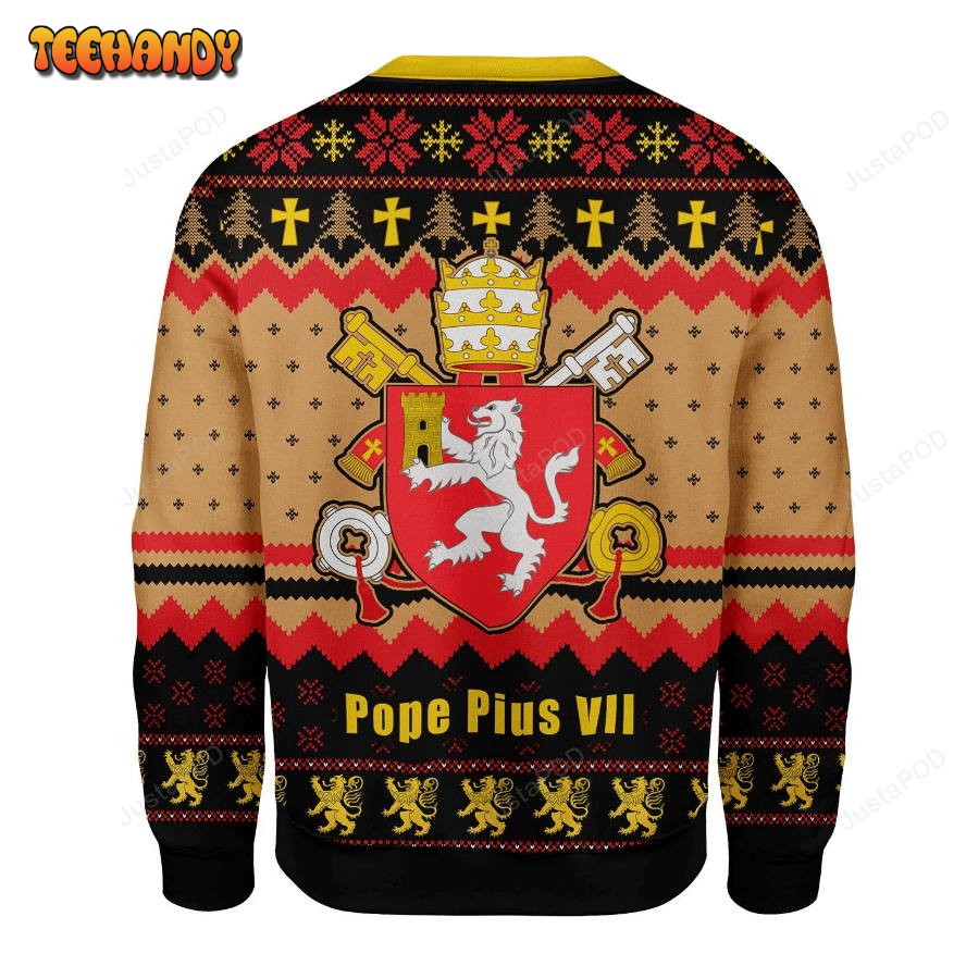 Pope Pius VIII Coat of Arms Ugly Christmas Sweater, All Over Print Sweatshirt