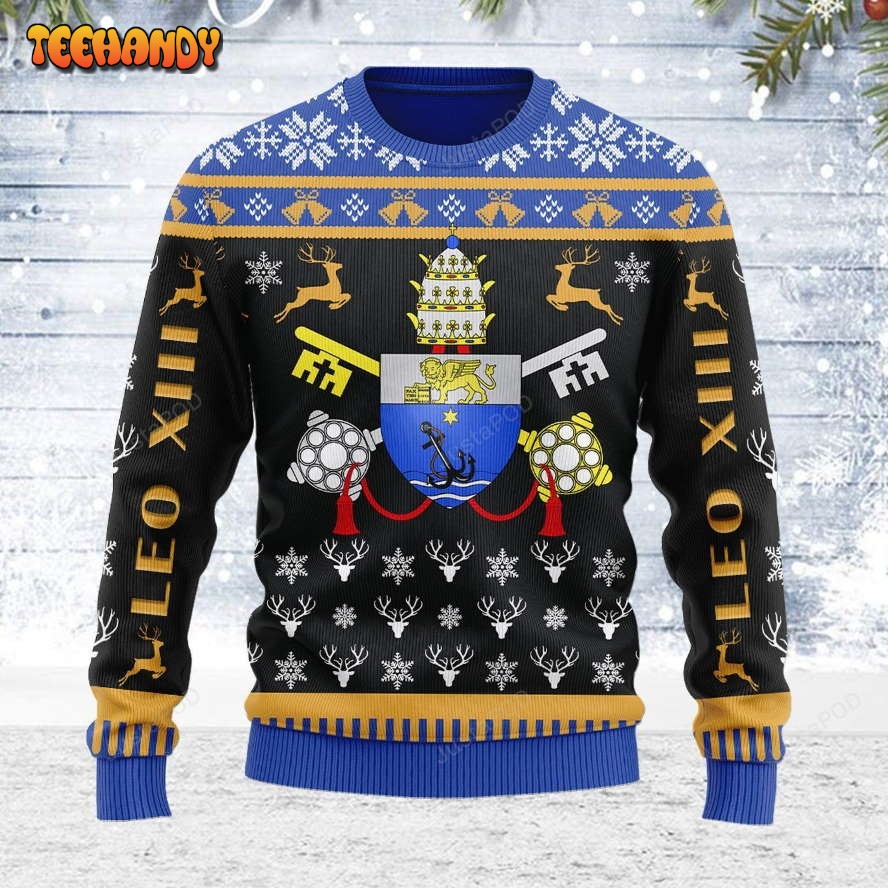 Pope Pius X Coat of Arms Ugly Christmas Sweater, All Over Print Sweatshirt