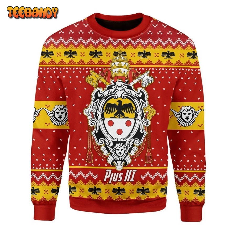 Pope Pius XI Coat Of Arms Ugly Sweater, Ugly Sweater, Christmas Sweaters