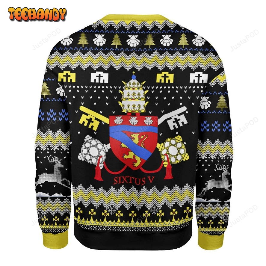 Pope Sixtus V Coat Of Arms Ugly Christmas Sweater, All Over Print Sweatshirt