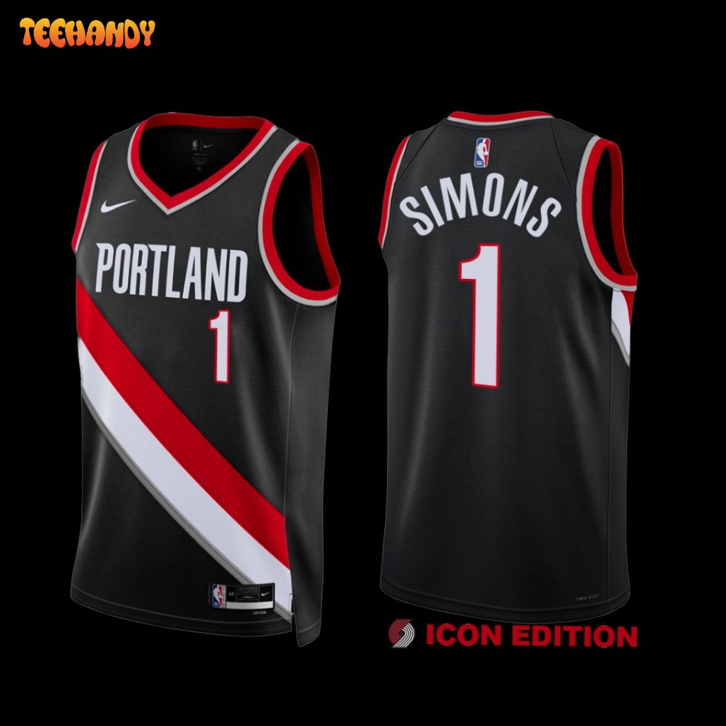 Portland Trail Blazers Anfernee Simons 2022-23 Black Icon Edition Jersey