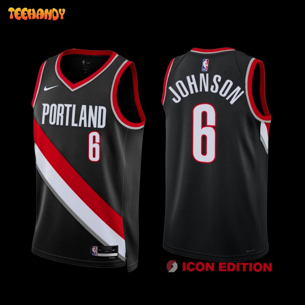 Portland Trail Blazers Keon Johnson 2022-23 Black Icon Edition Jersey