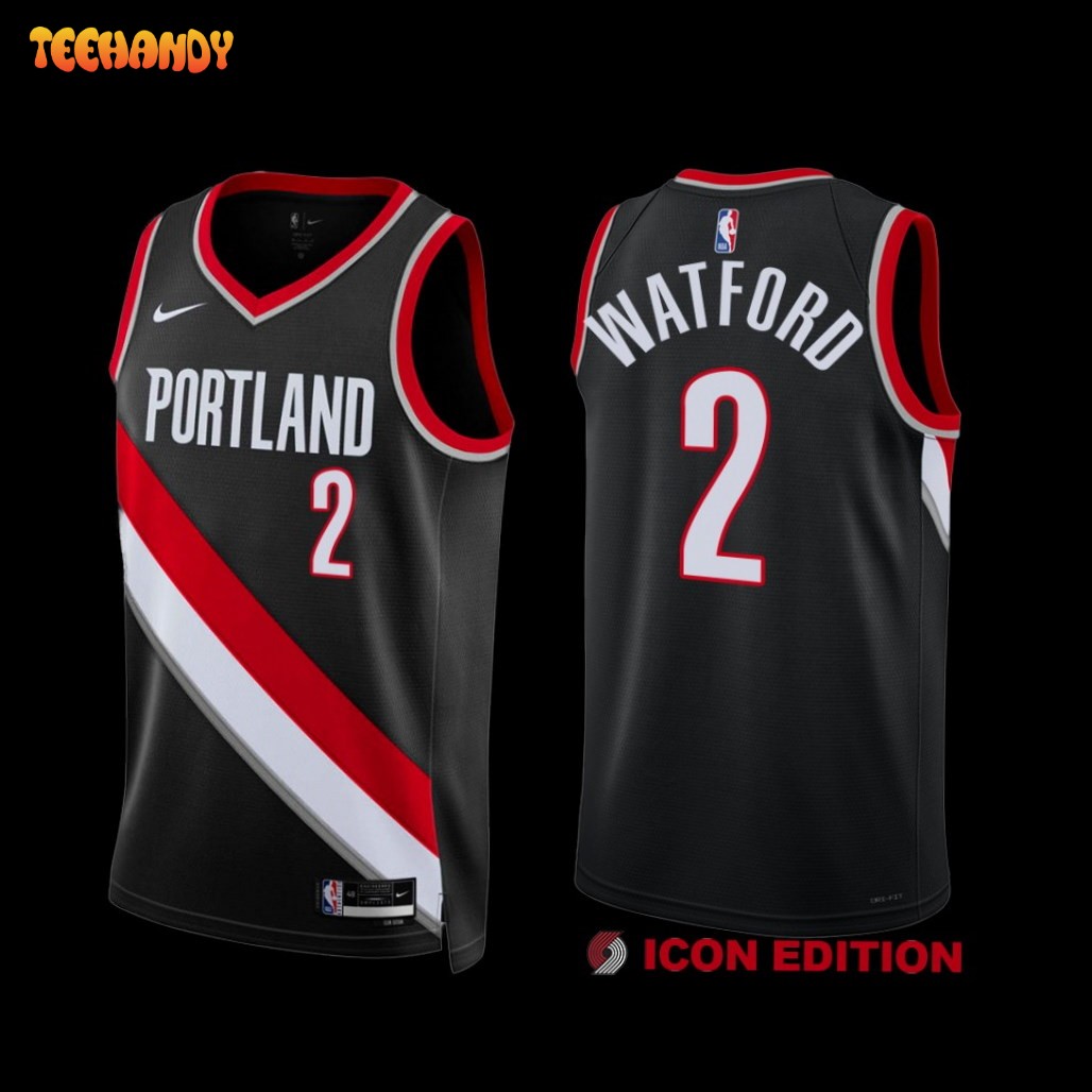 Portland Trail Blazers Trendon Watford 2022-23 Black Icon Edition Jersey