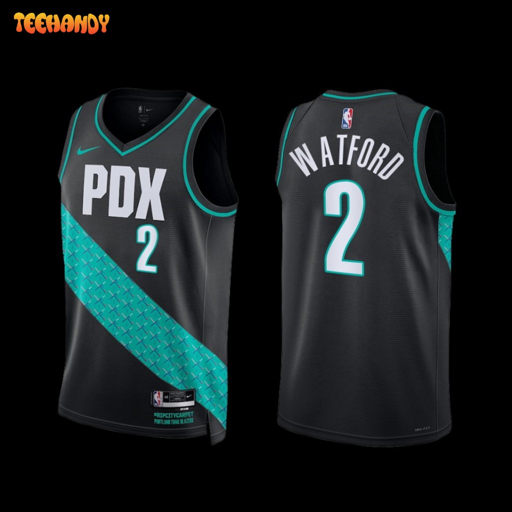 Portland Trail Blazers Trendon Watford 2022-23 City Edition Jersey Black