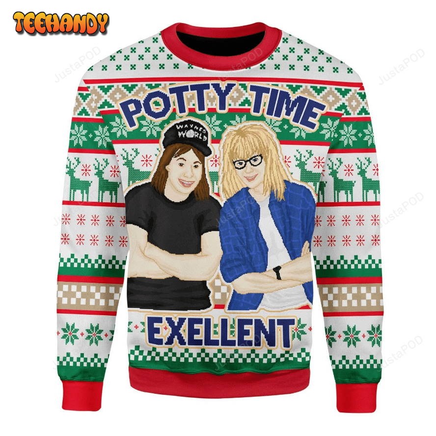 Potty Time Exellent Ugly Christmas Sweater, All Over Print Sweatshirt