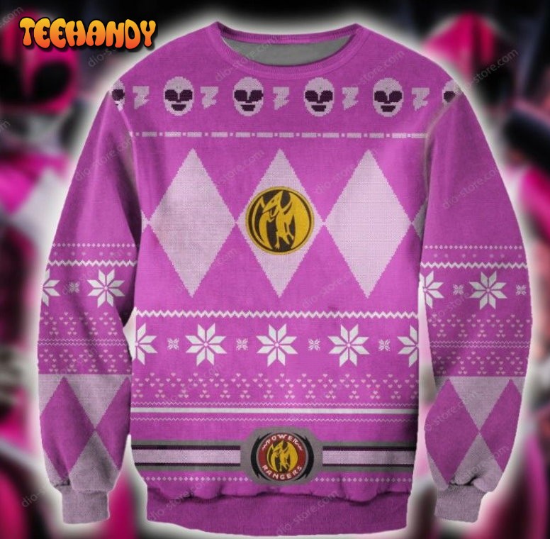 POWER RANGERS PINK KNITTING PATTERN UGLY CHRISTMAS SWEATER