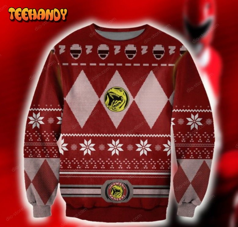 POWER RANGERS RED KNITTING PATTERN UGLY CHRISTMAS SWEATER