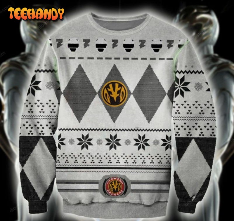 POWER RANGERS WHITE KNITTING PATTERN UGLY CHRISTMAS SWEATER