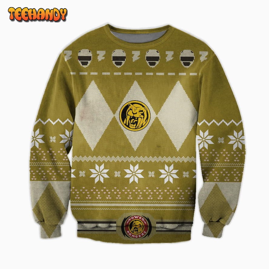 POWER RANGERS YELOW FILM KNITTING PATTERN UGLY CHRISTMAS SWEATER