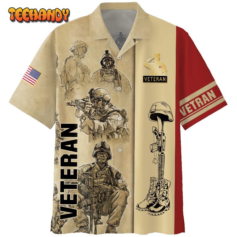 Premium US Veteran Hawaiian Shirt, Short Sleeve Hawaiian Shirt, Veteran Gift