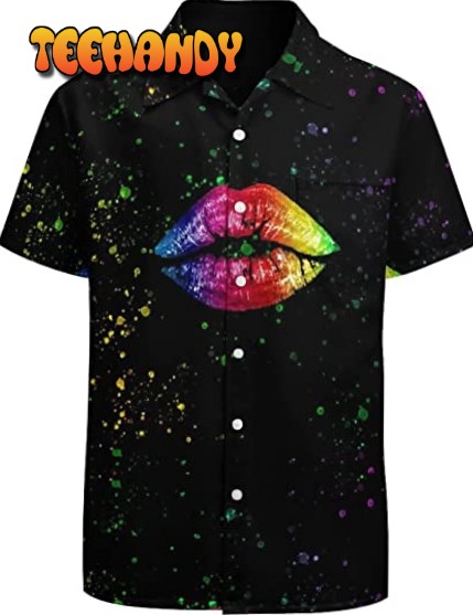 Pride Rainbow Lips Hawaiian T Shirt Gaymer Hawaiian Shirt Lesbian Hawaii T Shirt