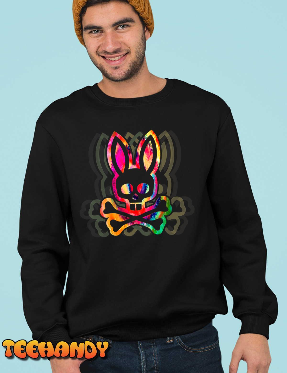 Psychedelic-A Bunny Tie Dye Skull And Crossbones T-Shirt