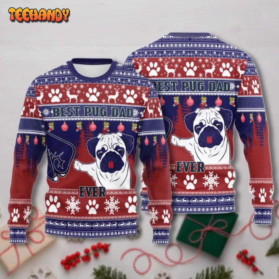 Pug Dog Ugly Christmas Sweater, All Over Print Sweatshirt, Ugly Sweater