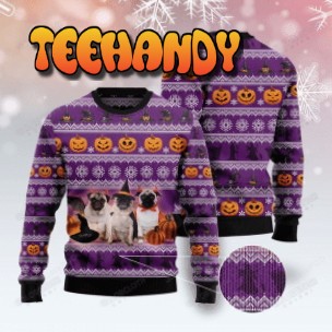 Pug Halloween Ugly Christmas Sweater, All Over Print Sweatshirt, Ugly Sweater