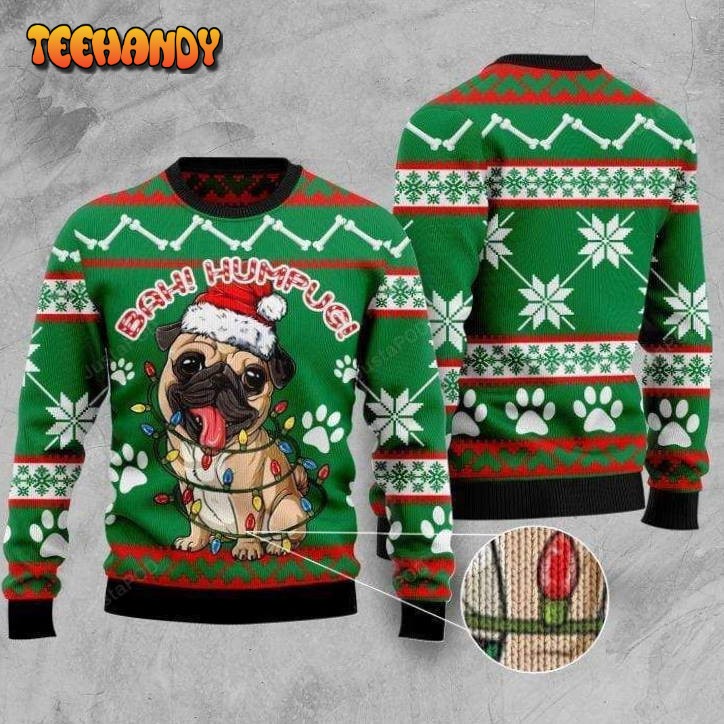 Pug Merry Christmas Ugly Christmas Sweater, All Over Print Sweatshirt