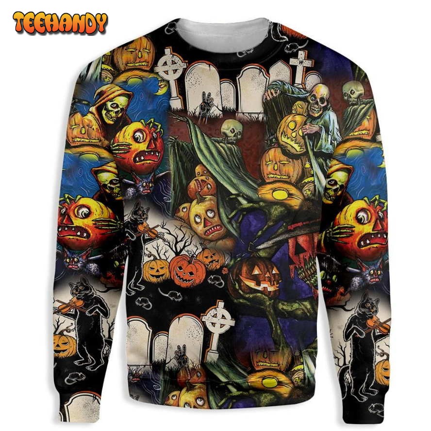 Pumpkin Night Is Coming Ugly Christmas Sweater, All Over Print Sweatshirt