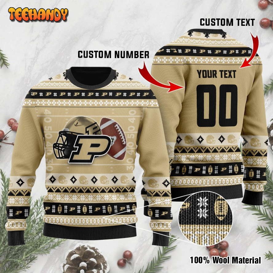 Purdue Boilermakers Custom Name Number Personalized Ugly Christmas Sweater