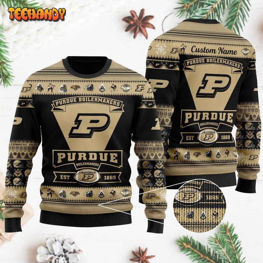 Purdue Boilermakers Football Team Logo Personalized Ugly Christmas Sweater