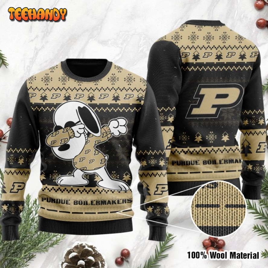 Purdue Boilermakers Snoopy Dabbing Holiday Party Ugly Christmas Sweater