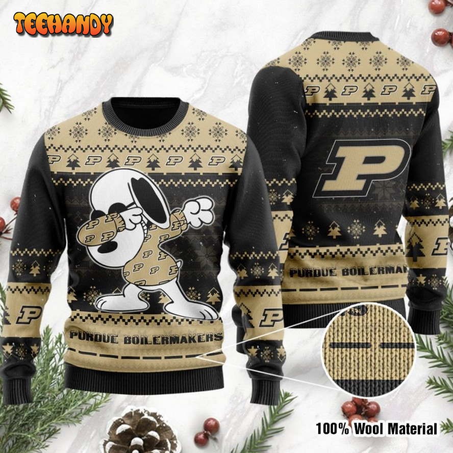 Purdue Boilermakers Snoopy Dabbing Ugly Christmas Sweater, Ugly Sweater