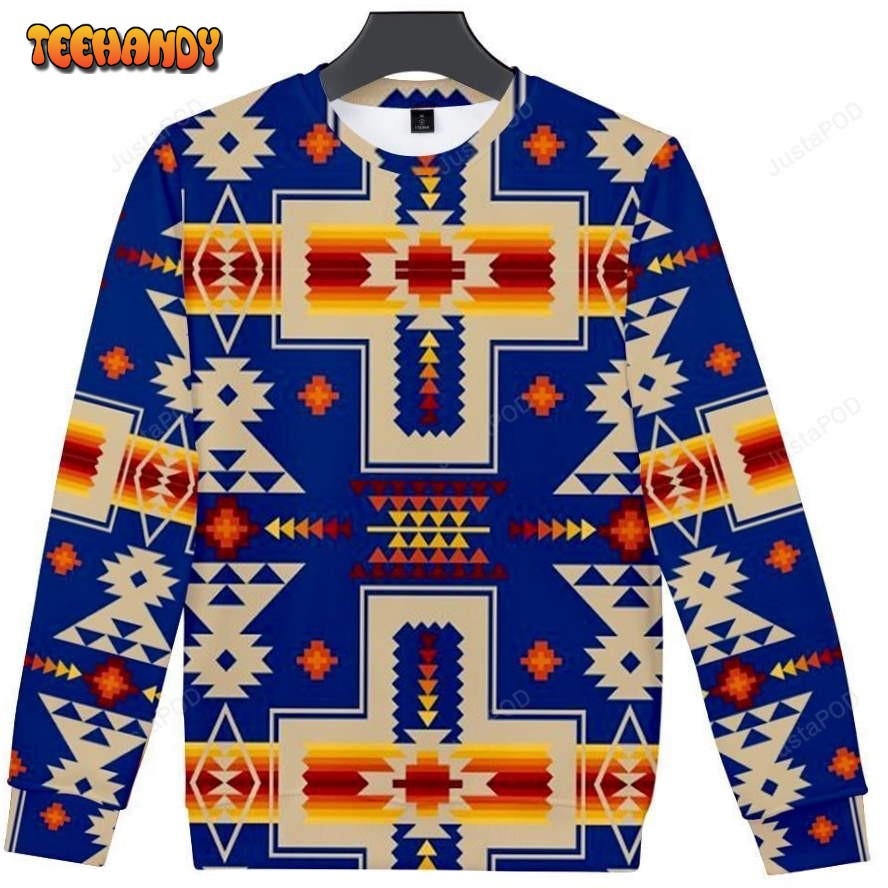 Purple Native Tribes Pattern Native American Ugly Christmas Sweater, Ugly Sweater