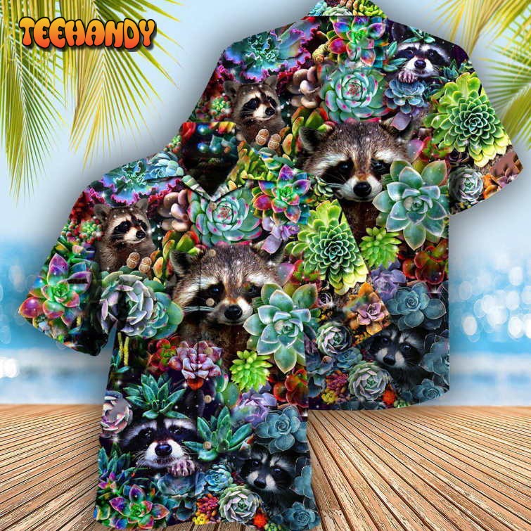 Raccoon Animals Succulent Hawaiian Shirt