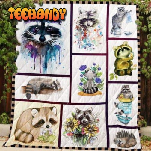 Raccoon Painting 3D Customized Quilt Blanket