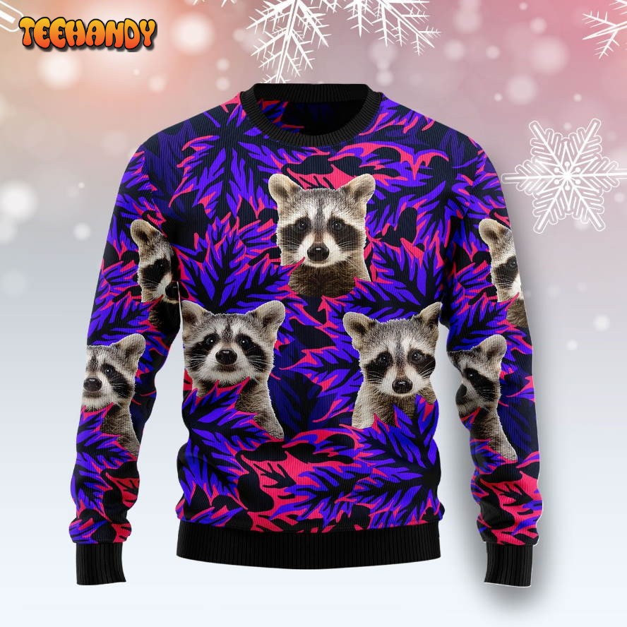 Raccoon Ugly Christmas Sweater, All Over Print Sweatshirt, Ugly Sweater