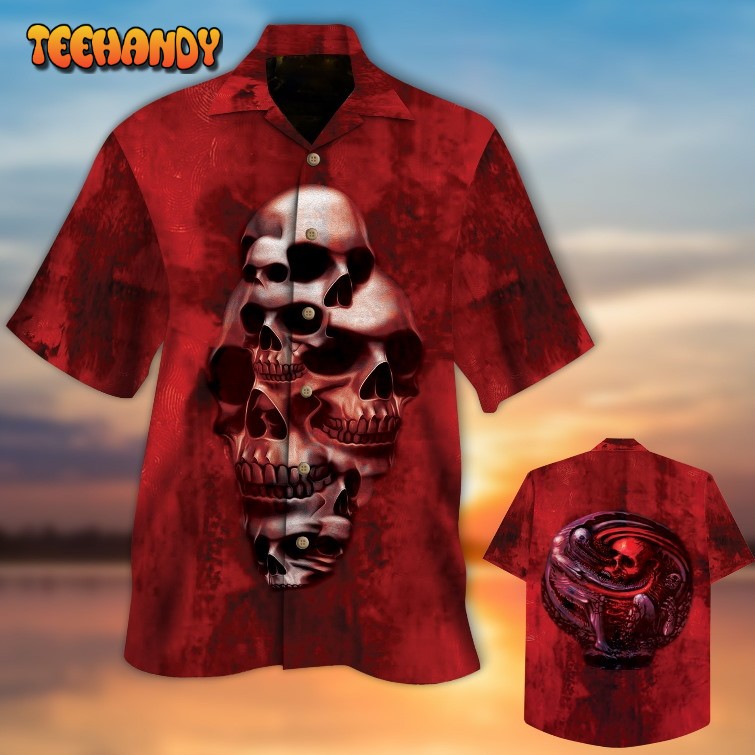 Red Skull All Over Printed 3D Hawaiian Shirt