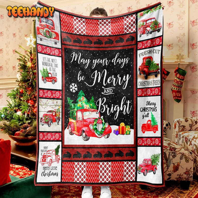 Red Truck Christmas Tree Patchwork Christmas Blanket