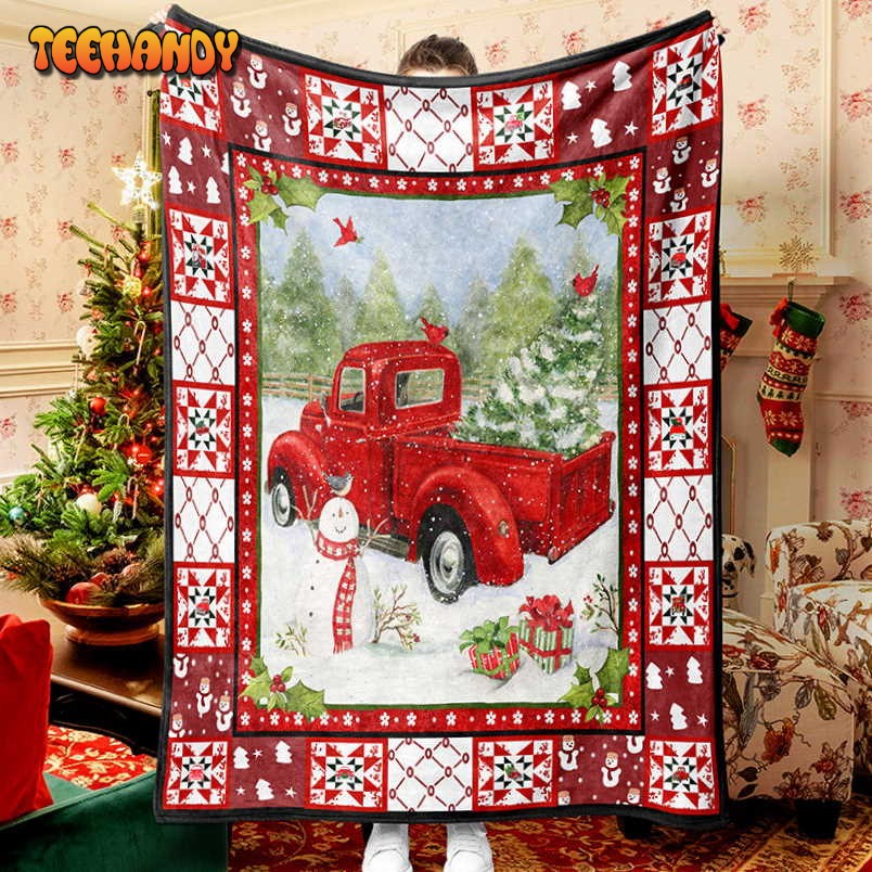 Red Truck Snowman Christmas Tree Christmas  Snowman Quilt