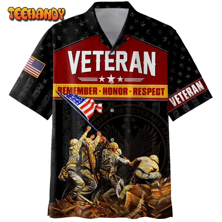 Remember Honor Respect Unisex US Veteran Hawaiian Shirt, Gift For Him