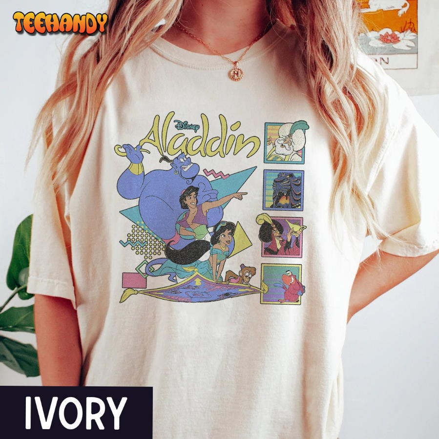 Retro 90s Disney Aladdin Characters Aladdin Jasmine Genie T-shirt