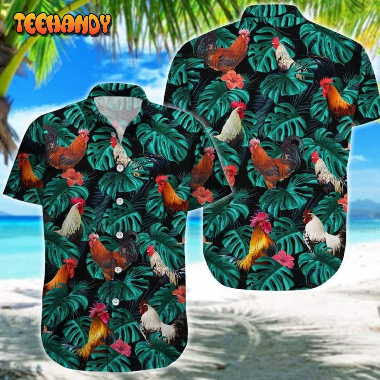 Rooster Hawaiian Shirts, Rooster Lovers Gift, Chicken Hawaiian Shirt