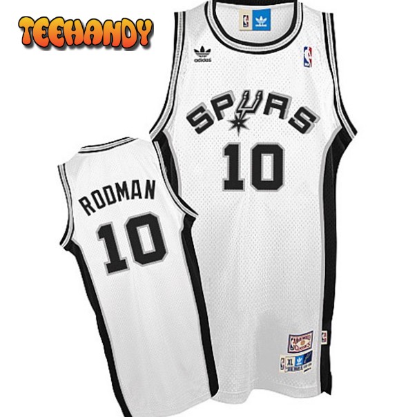 San Antonio Spurs #10 Dennis Rodman White Swingman Throwback