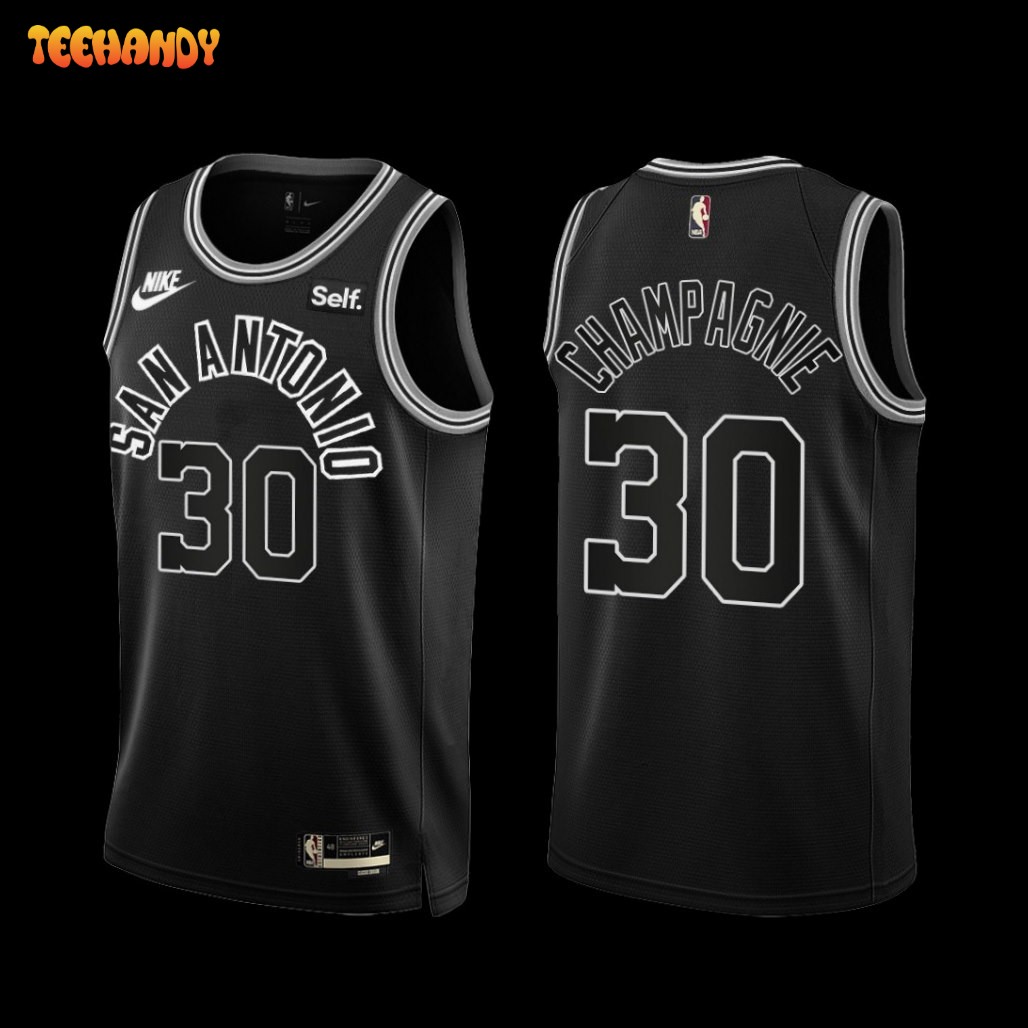 San Antonio Spurs Julian Champagnie 2022-23 Black Classic Edition Jersey