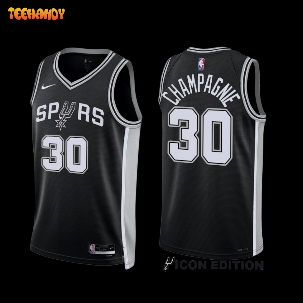 San Antonio Spurs Julian Champagnie 2022-23 Black Icon Edition Jersey