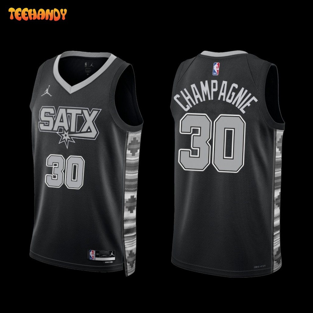 San Antonio Spurs Julian Champagnie 2022-23 Black Statement Edition Jersey