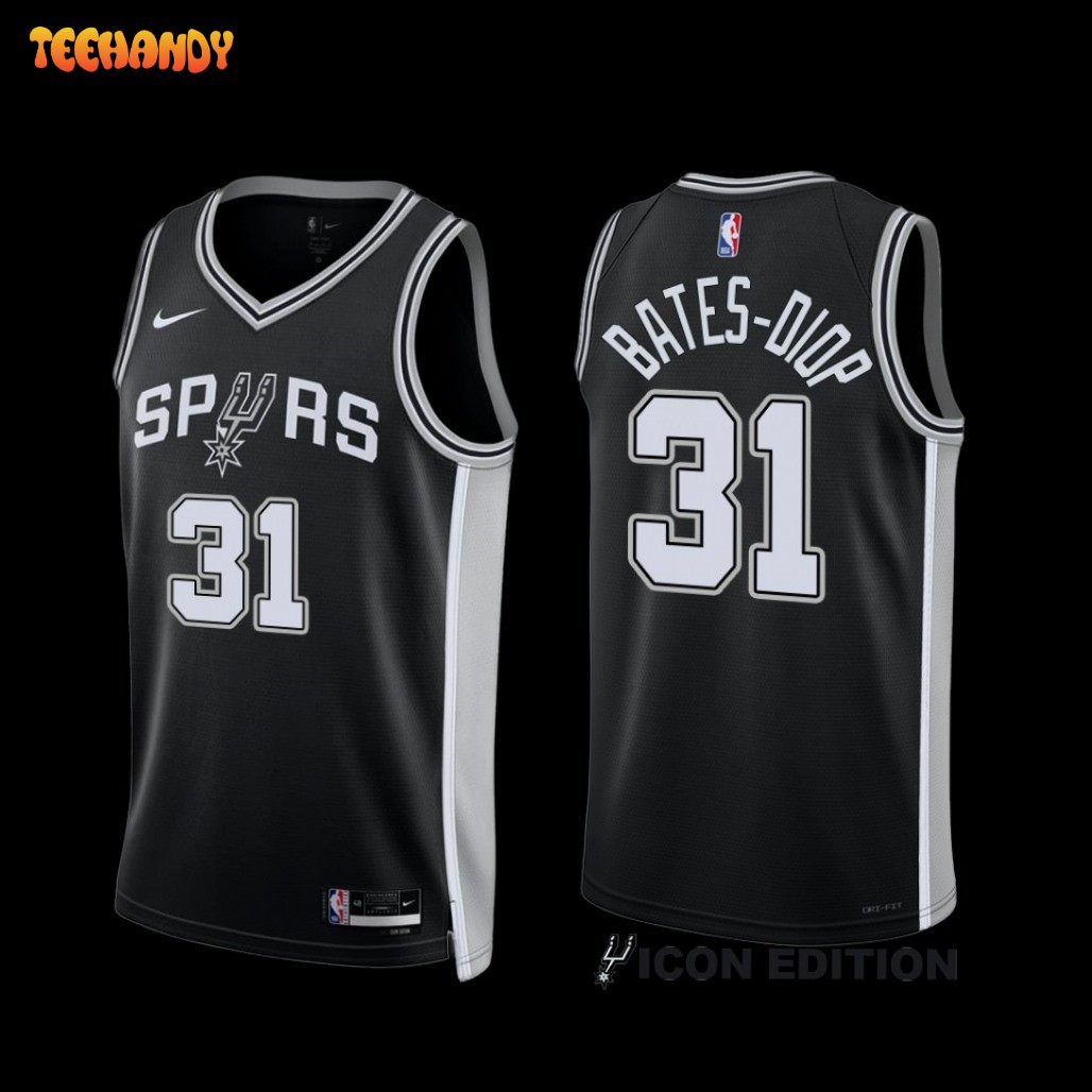 San Antonio Spurs Keita Bates-Diop 2022-23 Icon Edition Jersey Black