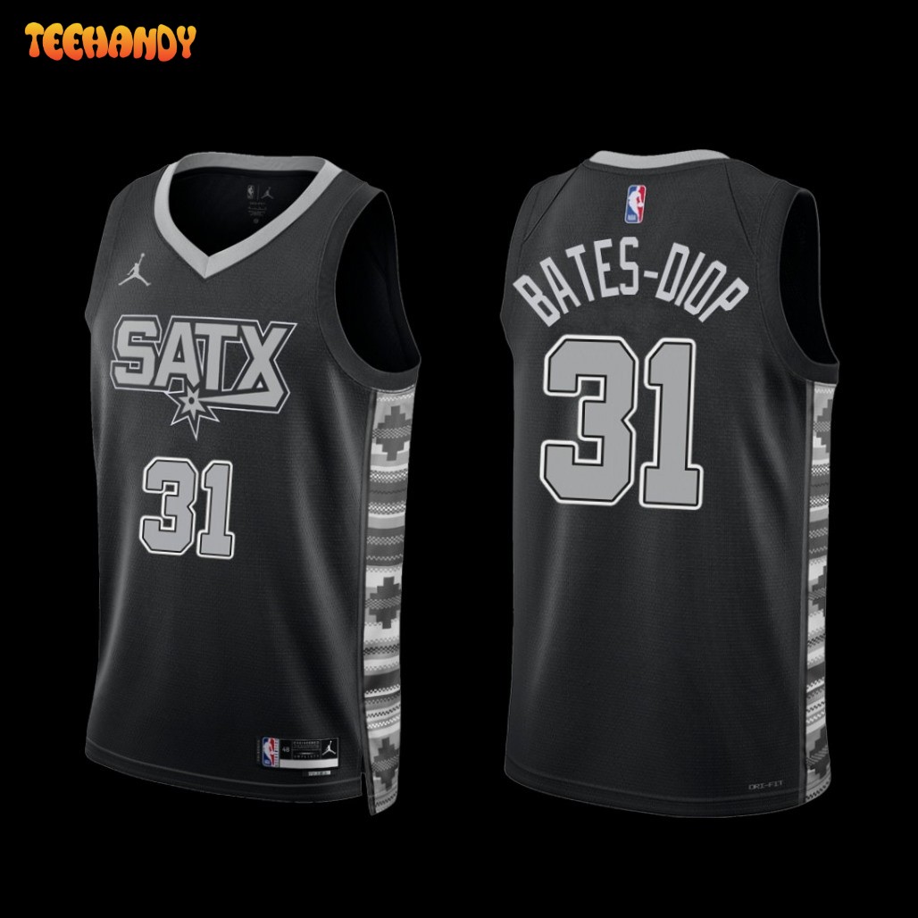 San Antonio Spurs Keita Bates-Diop 2022-23 Statement Edition SATX Jersey Black